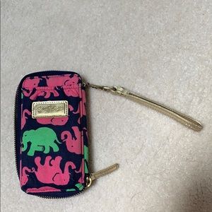 Lilly Pulitzer zip up wristlet elephant print